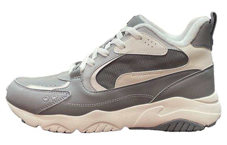 Li-Ning Li Ning Classic Shoes Textile, Leather Slip Resistant Abrasion Resistant Mid top Sports Casual Shoes Gray