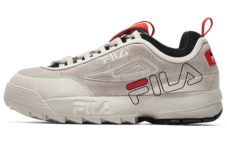 FILA FUSION Disruptor Textile, Synthetic Leather Lace Up Low top Casual Shoes Men's White Silver
