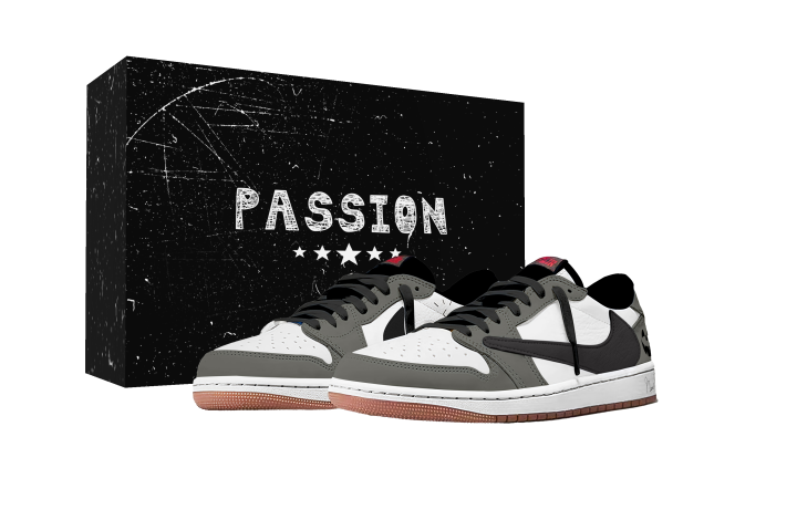 Jordan Travis Scott x Jordan Air Jordan 1 Gray Pumpkin Fashion Trend Abrasion Resistant Abrasion Resistant Low top