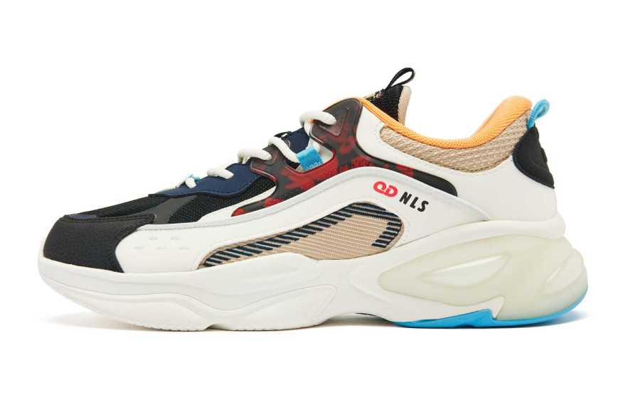 QIAODAN Slip Resistant Abrasion Resistant Slip Resistant Abrasion Resistant Low top Casual Shoes Men's Black Red Yellow