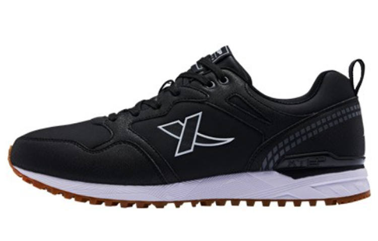 XTEP Textile, Synthetic Leather Cushioning Slip Resistant Breathable Lightweight Low top Casual Shoes Men's Black