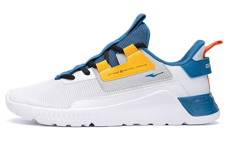 Erke Abrasion Resistant Slip Resistant Low top Casual Shoes Men's White Blue Yellow
