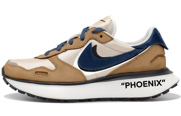 Nike Nike Phoenix Waffle Breathable Low top Casual Shoes Women's Beige Blue Brown