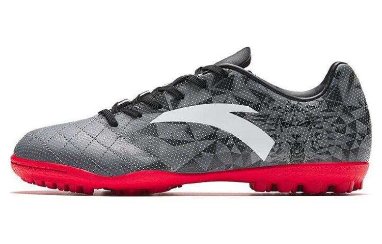 Anta Slip Resistant TF Turf Abrasion Resistant Soccer Shoes Men's Gray Pink