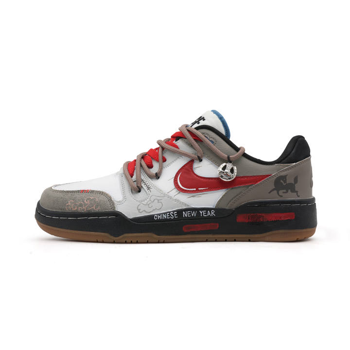 Nike Nike Full Force Abrasion Resistant Skateboard Shoes Unisex Gray Red