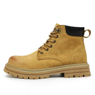 X-ZONE X ZONE Classic Vintage Trendy British Style Yellow Boots Split Pig Leather