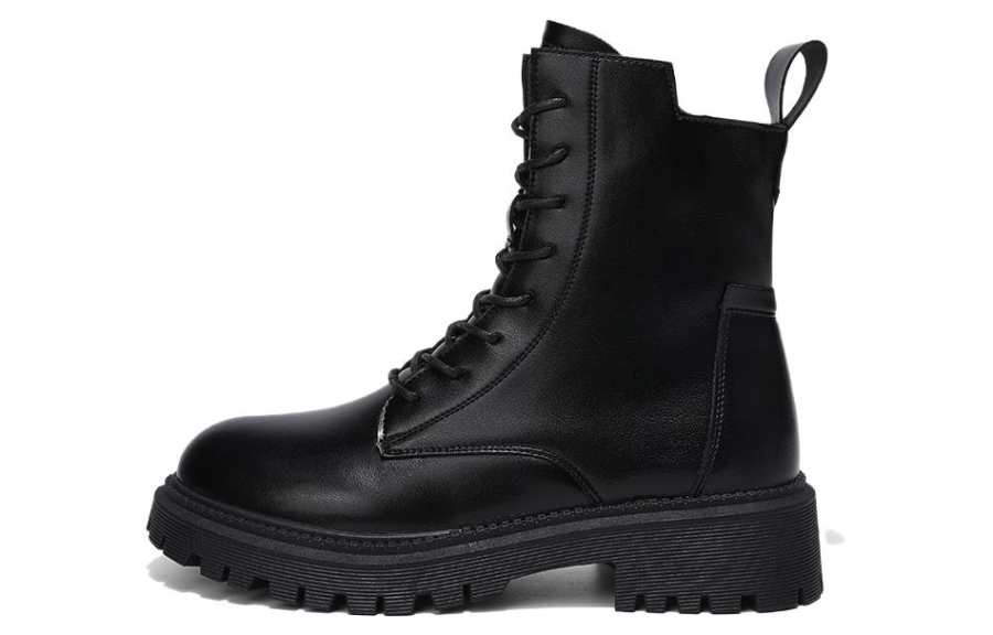 WARRIOR WARRIOR Leather Short Combat Boots Women's Black
