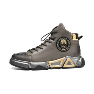 HUNU Top Grain Cow Leather Short Combat Boots Men's Gray