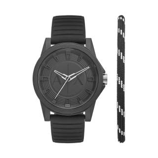 ARMANI EXCHANGEAE Wrist Watches Quartz Movement Silicone Strap Black Dial Men's Watches Box