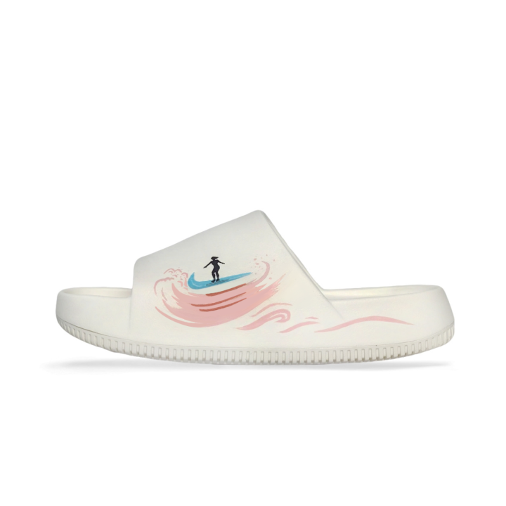 Nike Nike Calm Slide Rubber Abrasion Resistant Abrasion Resistant Slide Slippers Women's White
