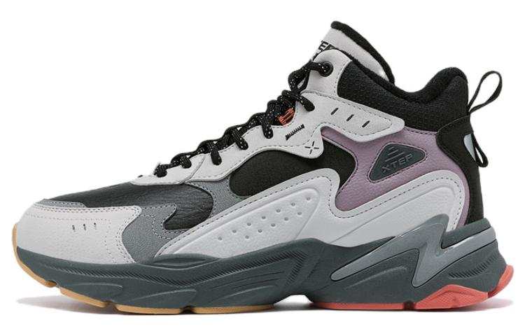 XTEP Textile, Leather Insulated Shoes Slip Resistant, Abrasion Resistant, Thermal High top Sports Casual Shoes Men's