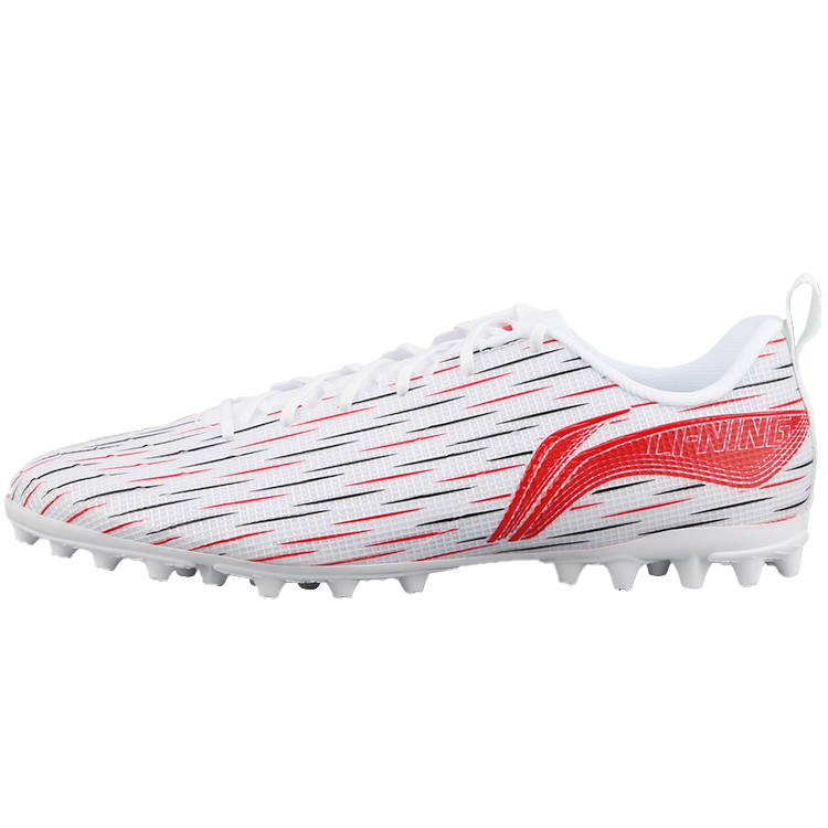 Li-Ning Li Ning MG Multi Ground Artificial Turf TPU Cushioning Slip Resistant Soccer Shoes Unisex White Red