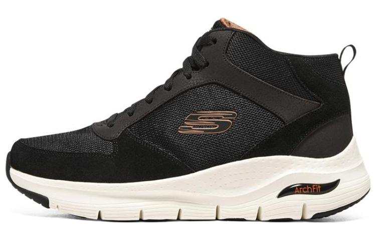 Skechers Arch Fit Synthetic Leather Cushioning High top Casual Shoes Men's Black