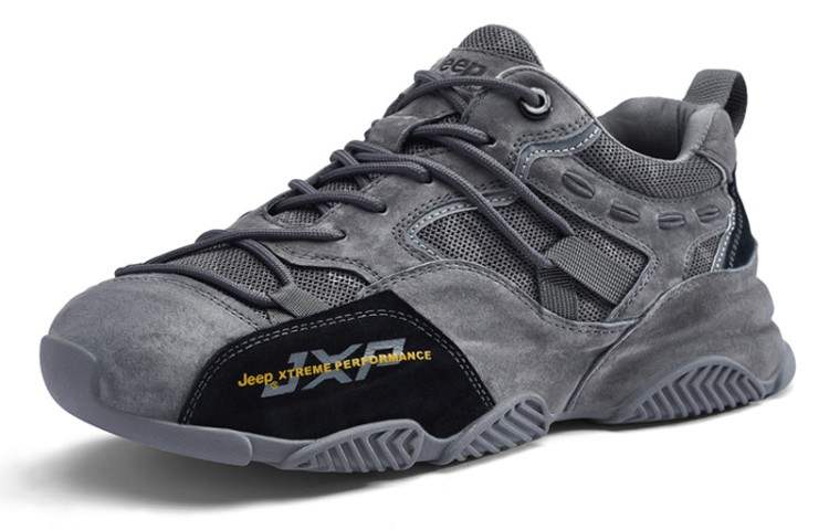 Jeep Textile, Pigskin Vintage Cushioning Abrasion Resistant Breathable Coverage Low top Casual Shoes Men's Gray