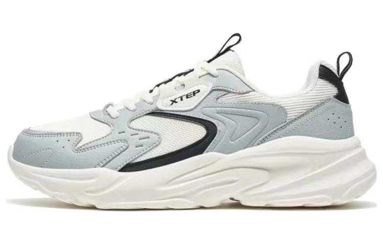 XTEP Cushioning Slip Resistant Abrasion Resistant Low top Casual Shoes Men's Smoke Gray, Sail White
