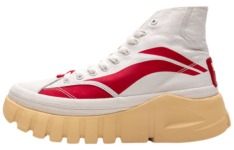 Li-Ning Li Ning Wave BOOT Non slip Lightweight High top Chunky Sneakers Men's White Red