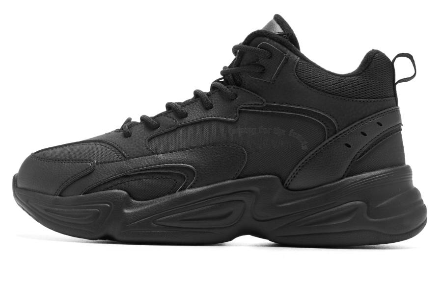 QIAODAN Warm Cushioning Height Increasing Wear-Resistant Breathable Slip-Resistant High-Top Casual Shoes Men's Black