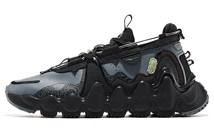 Erke Tianmu Mountain Cushioning, Wear Resistant Low top Sports Casual Shoes Men's Black Gray