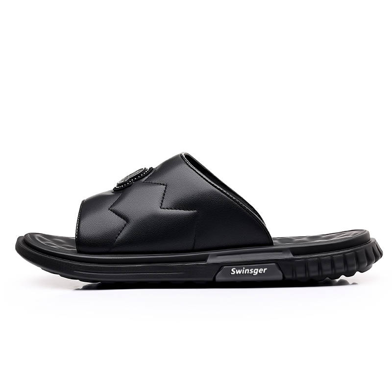 Swinsger Slip Resistant Quiet Slip Resistant Quiet Slide Slippers Men's Black