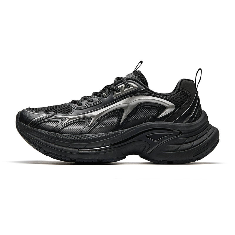 Anta Slip Resistant Abrasion Resistant Low top Casual Shoes Men's Basic Black Gunmetal Gray