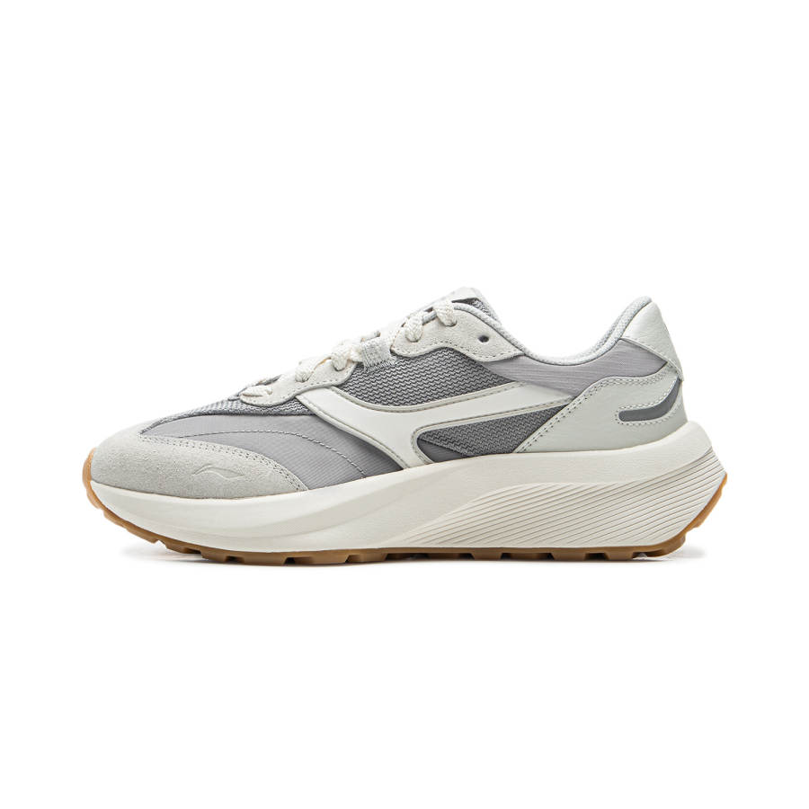 Li-Ning Li Ning Cushioning Slip Resistant Abrasion Resistant Support Low top Casual Shoes Women's White Gray