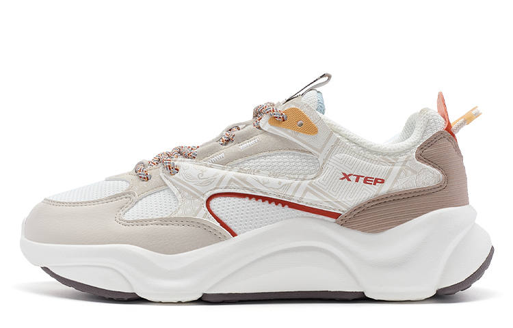 XTEP Spring Festival Collection Slip Resistant Cushioning Low top Casual Shoes Women's Beige Gray Brown