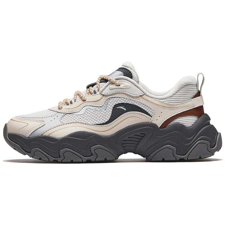 Anta Meteorite Textile, Synthetic Leather Cushioning, Wear Resistant Low top Casual Shoes Women's Beige Gray Brown