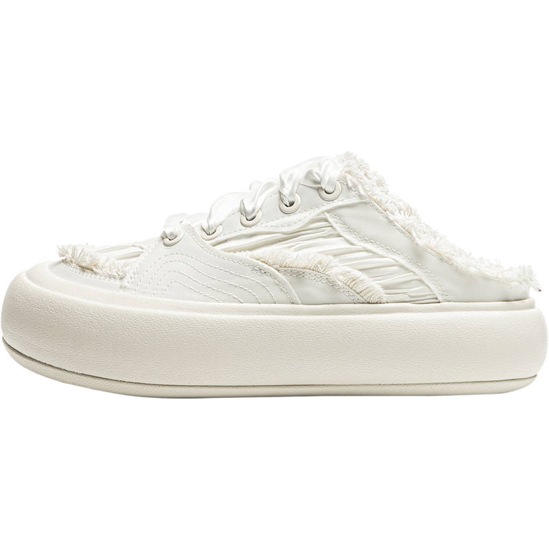 Li-Ning Li Ning Cream Puff Mule Slip Resistant Abrasion Resistant Low top Casual Shoes Women's Ivory