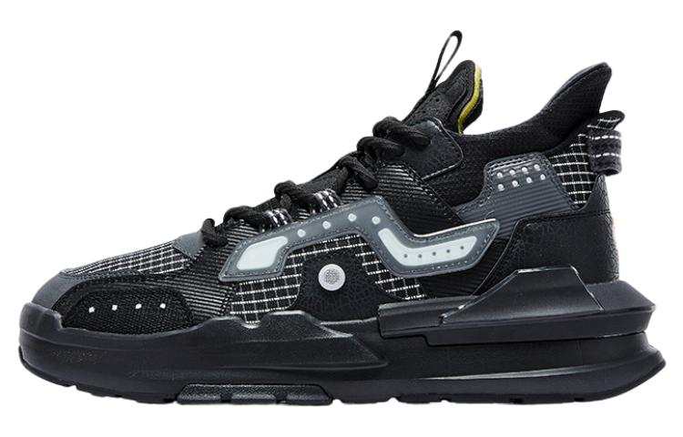 QIAODAN Textile, Synthetic Leather Slip Resistant Abrasion Resistant Mid top Sports Casual Shoes Men's Black Gray