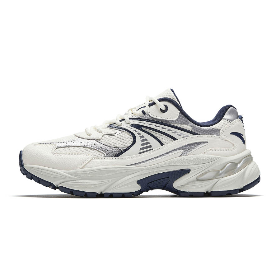 Anta AT802 Cushioning Height Increasing Abrasion Resistant Casual Shoes Women's Ivory White/Silver/New Ink Blue