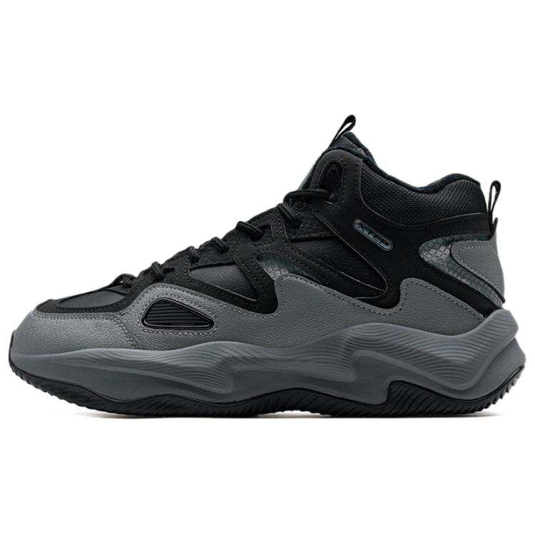 XTEP Lightning 5.0 Synthetic Leather Slip Resistant Abrasion Resistant Mid top Casual Shoes Men's Black Gray