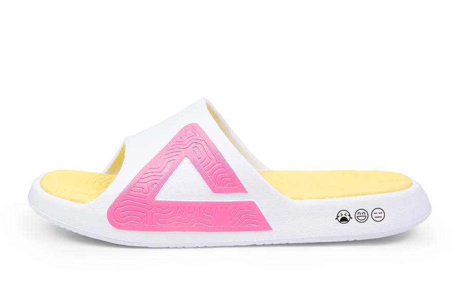 PEAK Tai Ji1.0 Quiet Slip Resistant Cushioning Slide Slippers Unisex White Pink Yellow