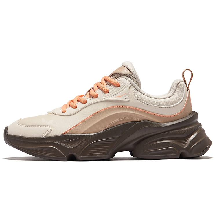 Erke Slip Resistant, Abrasion Resistant, Height Increasing Low top Casual Shoes Women's Eggnog Gray Milk Tea Brown