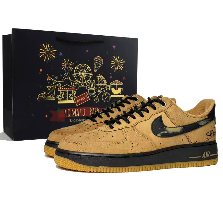 Nike Nike Air Force 1 Planet Abrasion Resistant Low top Skateboard Shoes Unisex Brown