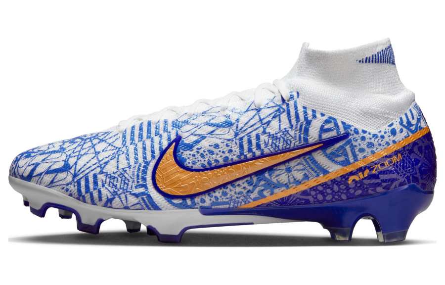 Nike Nike Mercurial Superfly 9 FG Firm Ground Natural Grass Fabric Hard Court Soccer Shoes Men's White Blue