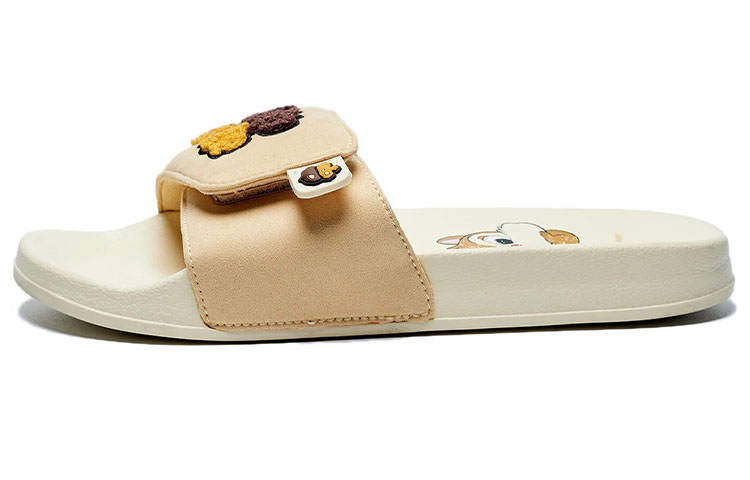 Li-Ning Disney x Li Ning Rubber Sole Quiet Slide Slippers Women's Straw Gold