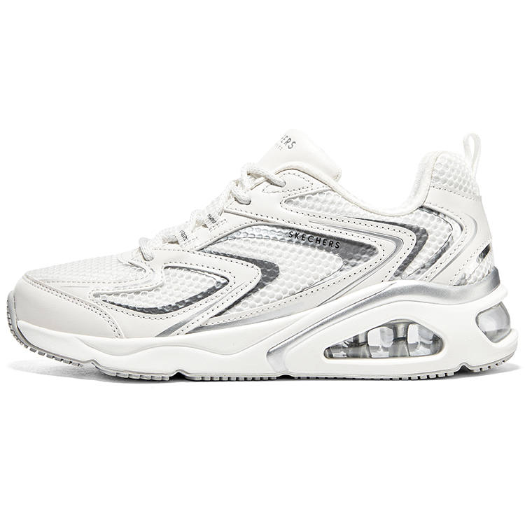 Skechers Tres Air Uno Aurora Butterfly Shoes Cushioning Abrasion Resistant Low top Casual Shoes Women's White Silver