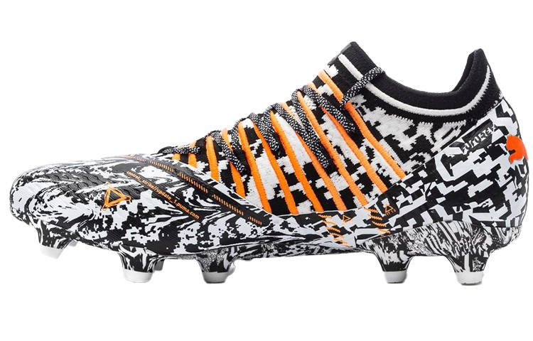 PUMA Future AG Artificial Ground FG Firm Ground Abrasion Resistant Breathable Soccer Shoes Men's Black White Orange