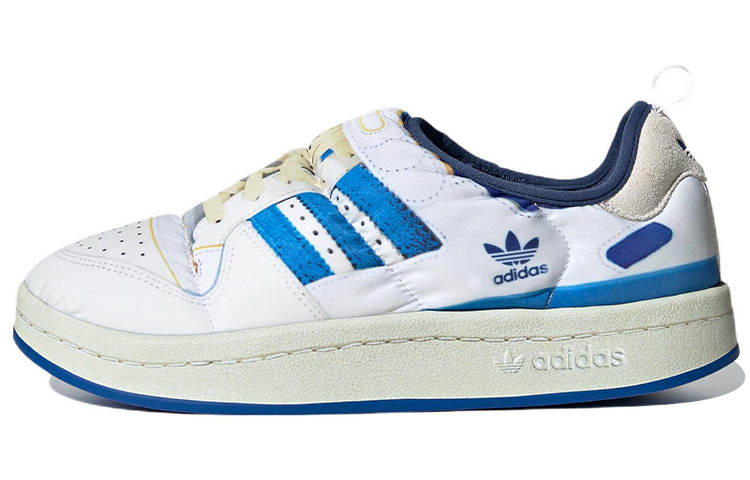 Adidas Originals Puffylette Textile, Leather Abrasion Resistant Lightweight Low top Casual Shoes Men's White Blue