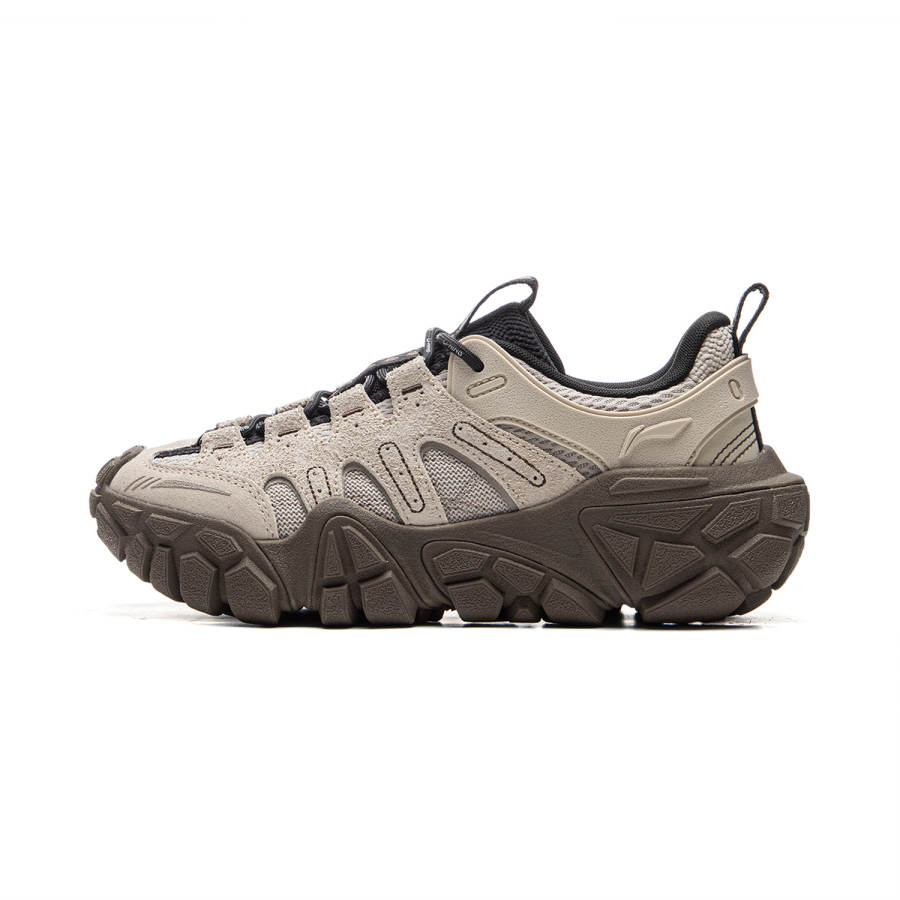Li-Ning LiNing Dunes Cushioning Anti-Slip Wear-Resistant Breathable Height Increasing Low-Top Casual Shoes Women's Oat Gray