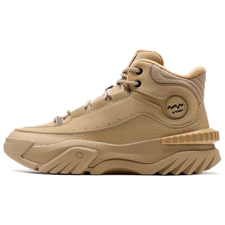 XTEP Sichuan Journey Comfortable And Trendy Cushioning, Wear Resistant High top Casual Shoes Men's Brown Gray