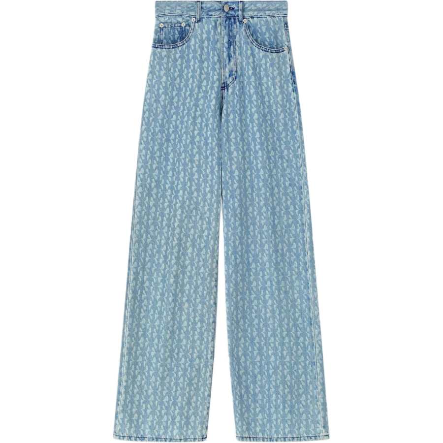 Dries Van Noten wide leg printed denim pants