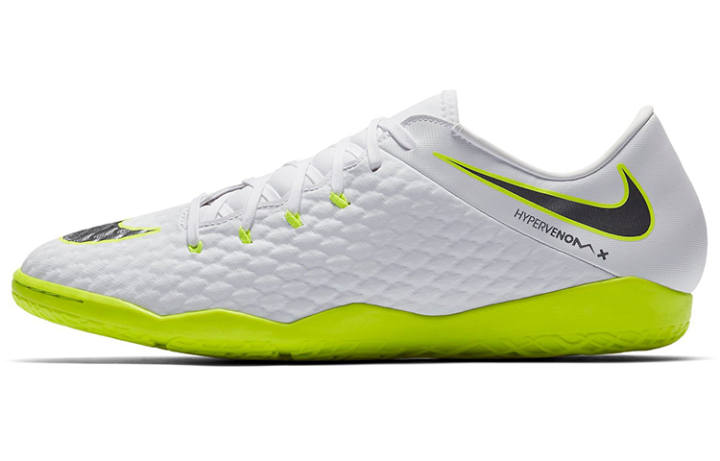 Nike Nike Hypervenom Phelon Indoor Leather Cushioning Slip Resistant Abrasion Resistant Soccer Shoes White Green
