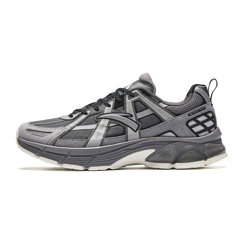 Anta Life Collection Textile, Synthetic Leather Slip Resistant Abrasion Resistant Low top Casual Shoes Men's Black Gray