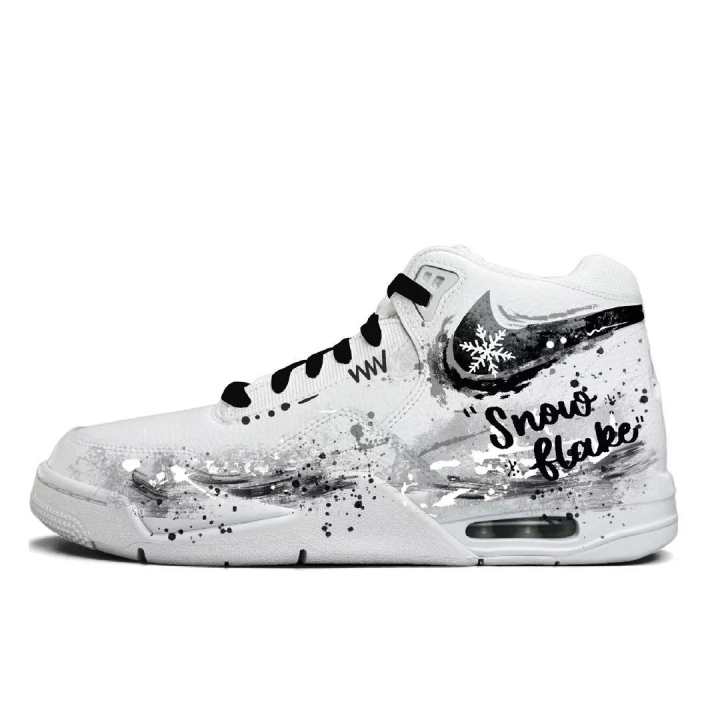 Nike Nike Flight Legacy Coverage Height Increasing Abrasion Resistant High top Vintage Basketball Shoes Unisex Silver White