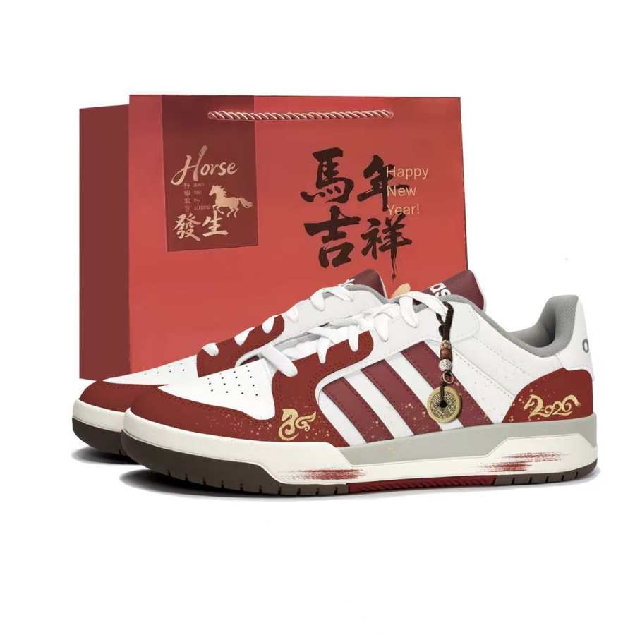 Adidas Adidas ENTRAP Red Horse On Fire PU Synthetic Leather Slip Resistant Abrasion Resistant Low top Skateboard Shoes Unisex