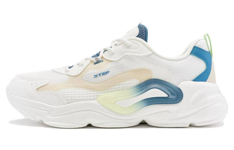 XTEP Slip Resistant, Abrasion Resistant, Breathable Low top Sports Casual Shoes Men's White Blue