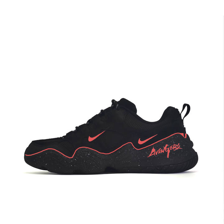 Nike Nike Tech Hera Dark Shadow Crimson Cow Split Leather Breathable Height Increasing Low top Casual Shoes Unisex Black Red