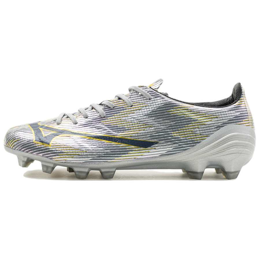 Mizuno Alpha 2 FG Firm Ground Slip Resistant Abrasion Resistant Soccer Shoes Unisex Silver Gray