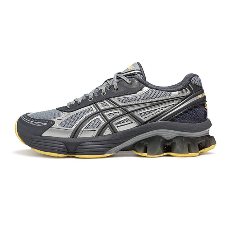 ASICS GEL KINETIC FLUENT Textile, Synthetic Leather Low top Running Shoes Unisex Gray Yellow